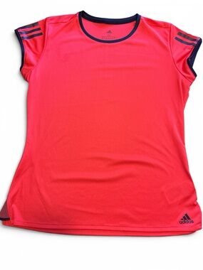 Adidas Hot Pink Short Sleeve Athletic Tee with Navy Trim
